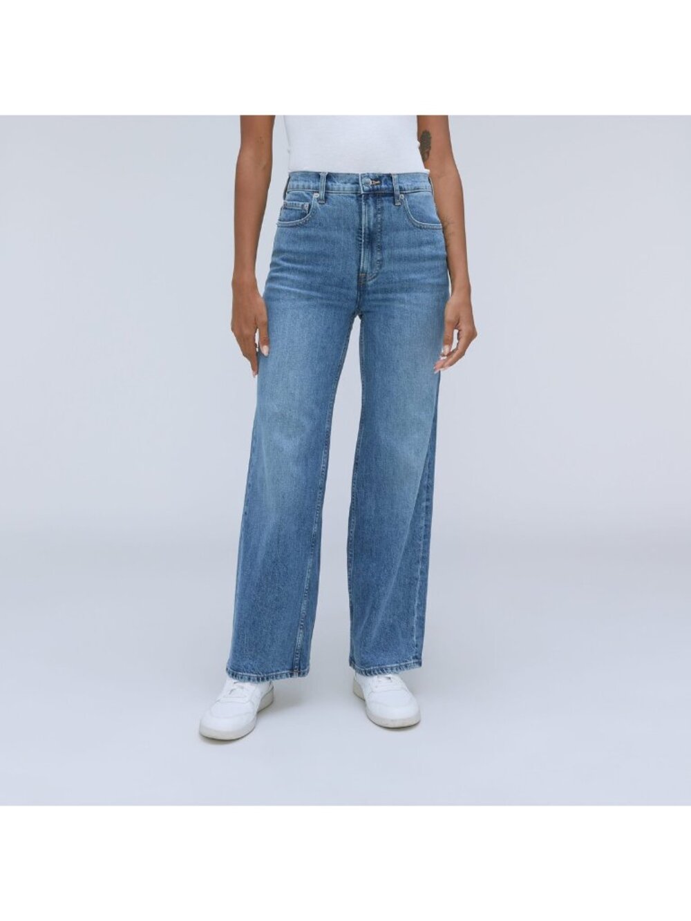 Everlane The Way-High Wide Leg Flare Jean Sail Blue Organic Cotton Size 30